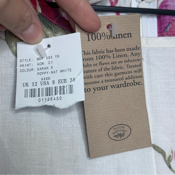 NWT Laura Ashley Floral Linen Dress- Sz‎ 8/12UK - Picture 6 of 6